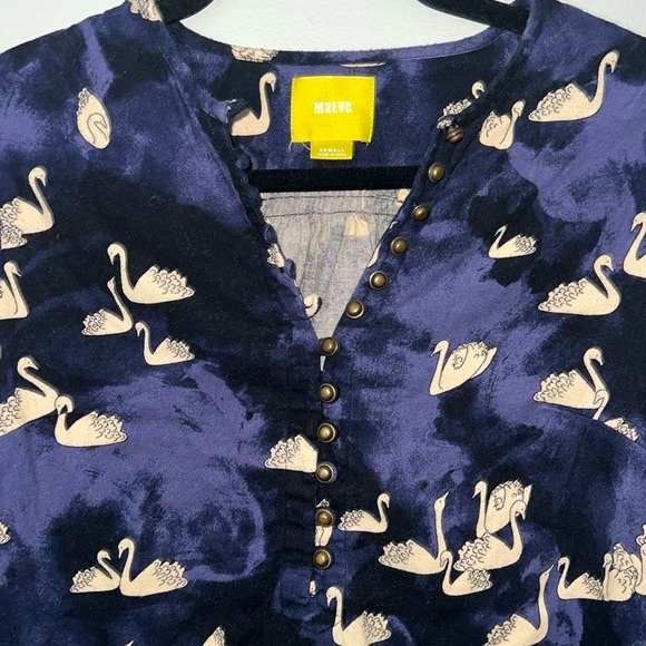 Anthropologie Bethesda Blue Top By Maeve Swan Print Brushed Cotton Size XS - Picture 4 of 7